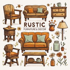 Cozy Rustic Furniture and Whimsical Home Decor Elements Handcrafted Style Art