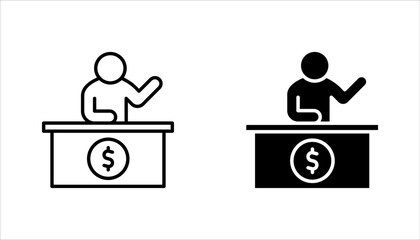 Bank teller icon set. vector illustration on white background