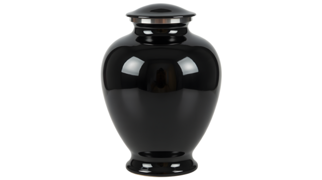 Elegant black cremation urn offers solace, remembrance, and enduring tribute to loved ones