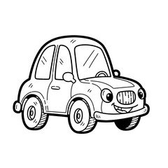 Cartoon Happy Car Drawing, Kids Vehicle Illustration.