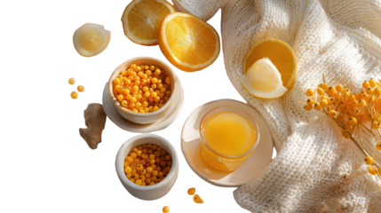 Golden Turmeric Tea with Citrus and Knitted Texture