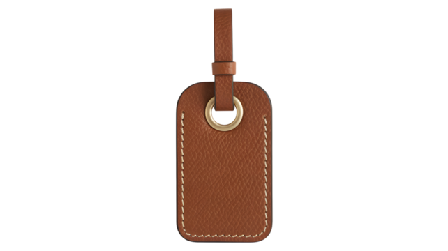 Personalize your travels with a stylish brown leather luggage tag for easy identification