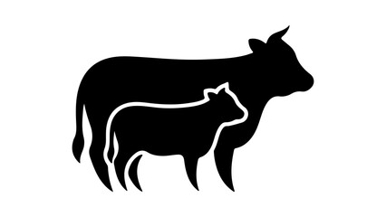 Cow and calf silhouette with transparent background
