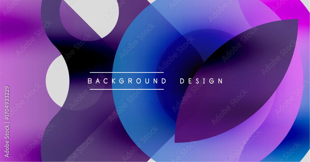 Aufkleber abstract fluid shapes overlap, creating vibrant purple, blue gradients. text reads background design