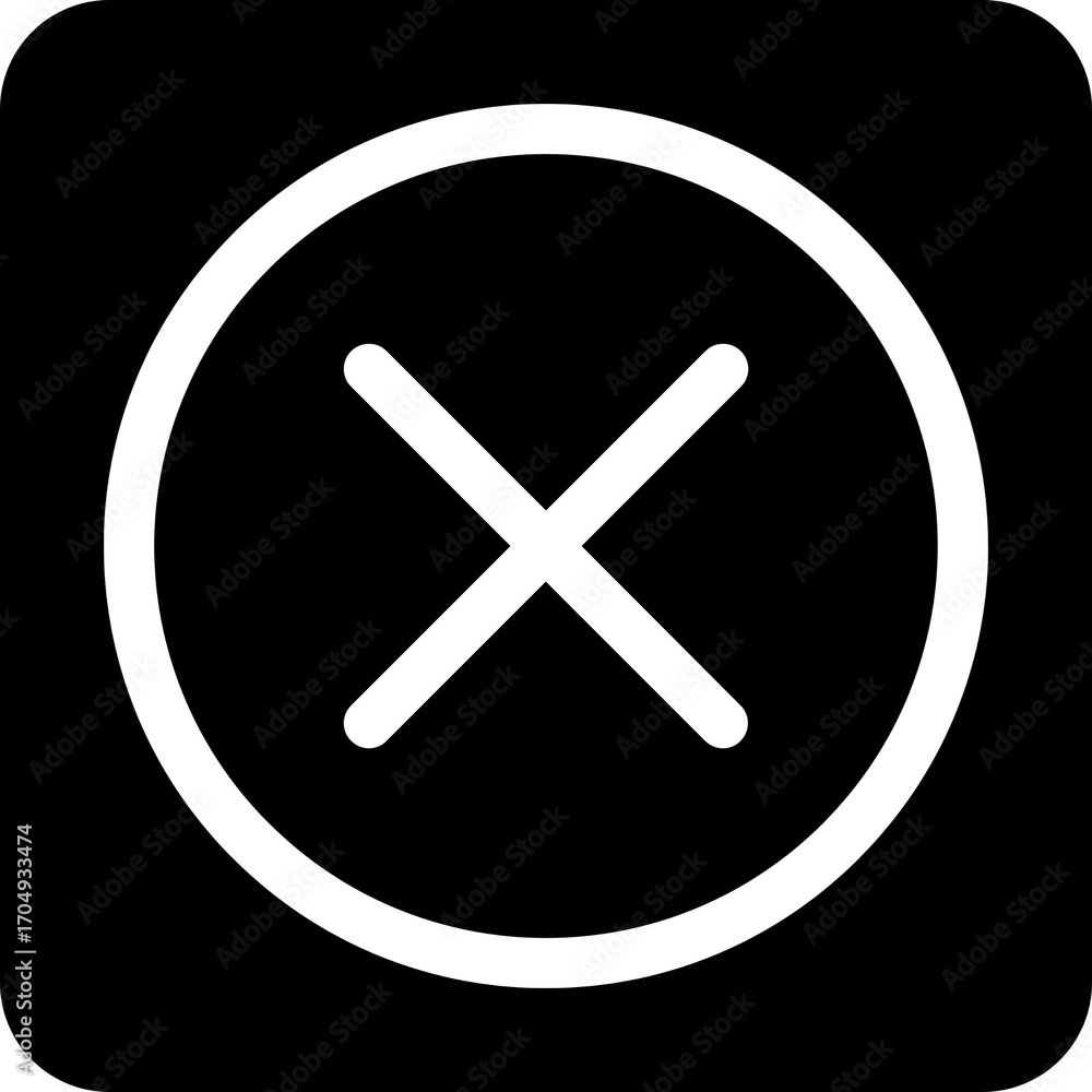 Poster cancel and close cross icon for ui and application interfaces