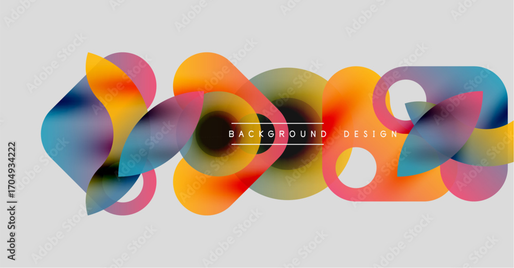 Poster abstract colorful shapes overlap, creating dynamic visual flow. modern design elements suggest creat