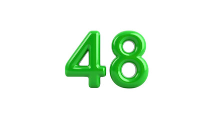 Shiny Green Number 48 3D Rendered Digit for Celebrations and Countdowns