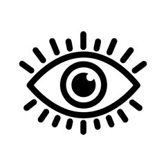 Eye icon with rays with transparent background