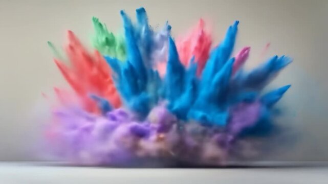 Colorful powder explosion captured in mid air
