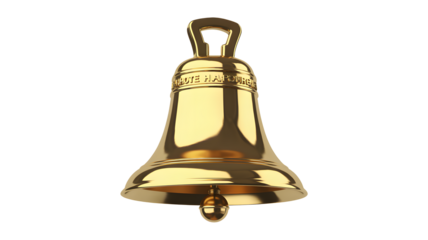 Elegant polished gold bell announcing important news or a grand occasion