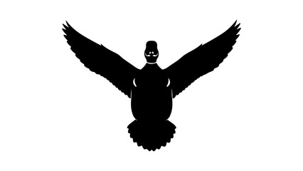 Flying pigeon with mustache with transparent background