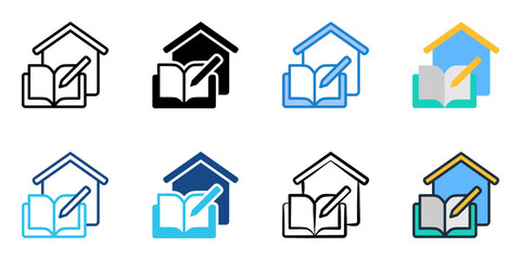 Homework icon set multiple style collection 

