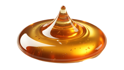 Viscous golden liquid pouring and swirling with small bubbles, creating rich texture and shine