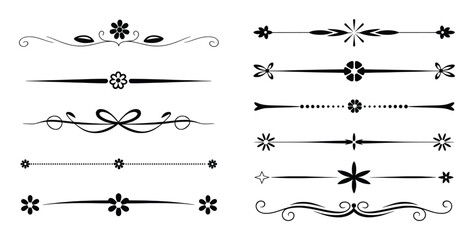 Fototapeta premium Collection of Decorative Floral and Swirl Line Dividers and Ornaments