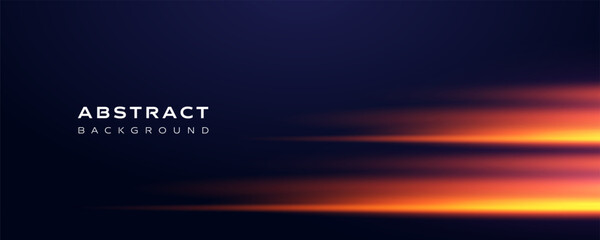 Orange light streak abstract background vector with dark blue gradient and glowing speed effect. Modern futuristic motion design wallpaper, perfect for digital, technology and creative graphic use.
