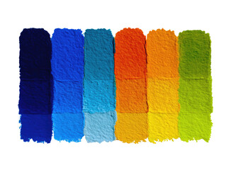 Colorful rectangular paint swatches,  gradient spectrum