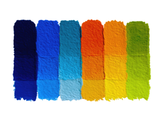 Colorful rectangular paint swatches, gradient spectrum