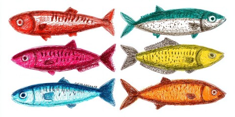 Colorful fish illustration showcasing artistic diversity in aquatic life and marine creativity