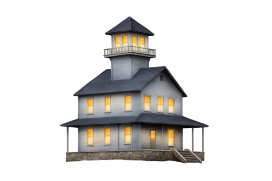 Old haunted house isolated on transparent background
