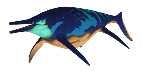 Colorful prehistoric marine reptile illustration