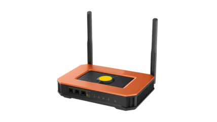 Sleek modern wireless router with dual antennas and indicator lights for fast connectivity and networking solutions