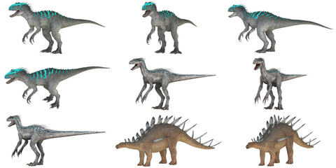 Illustration of various dinosaurs in different poses
