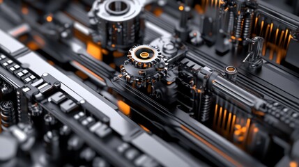 Fototapeta premium Abstract mechanical gears and components technology illustration