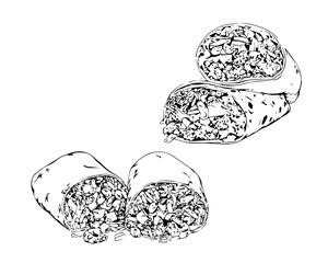 Burritos cut in half vector