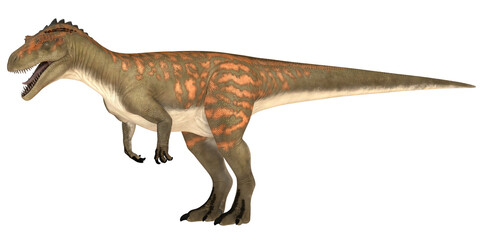 Illustration of a roaring dinosaur in side view