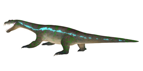 Colorful prehistoric dinosaur on white background