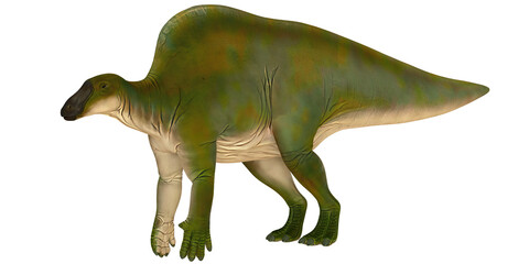 Realistic depiction of a large, green dinosaur.