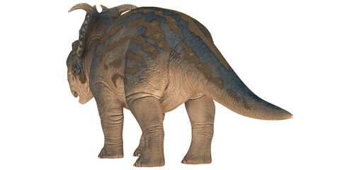Large horned dinosaur in a side profile view © Ilie