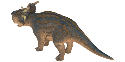 Detailed model of a prehistoric dinosaur with frilled head.