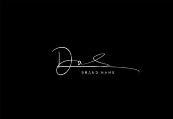 DA letter beauty cursive handwriting logo.
