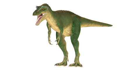Green dinosaur standing against a white background.