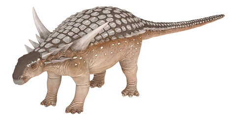 Detailed model of an armored dinosaur with plates and spikes.