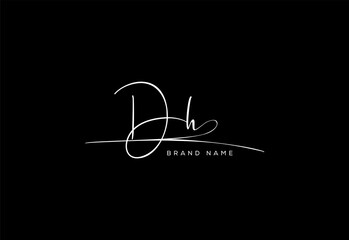 DH letter beauty cursive handwriting logo.