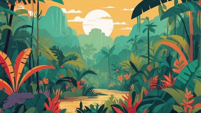 Abstract Mexican jungle inspired by Chiapas.