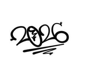 textured sprayed graffiti letters 2026 year isolated in black