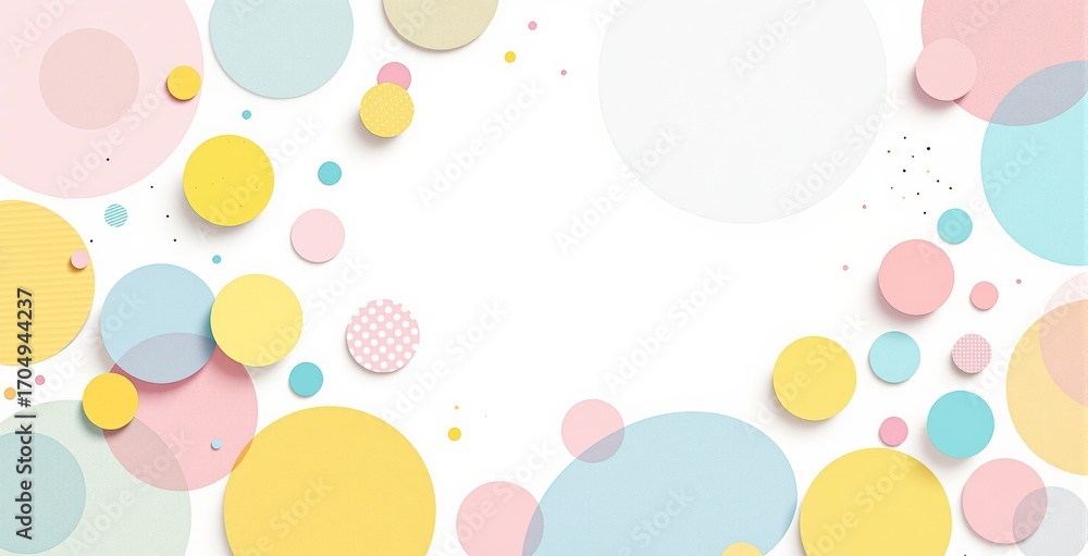 Poster colorful pastel circle pattern on white background with playful composition and creative design for 