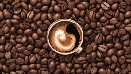 Coffee beans from Chiapas in artistic arrangement.