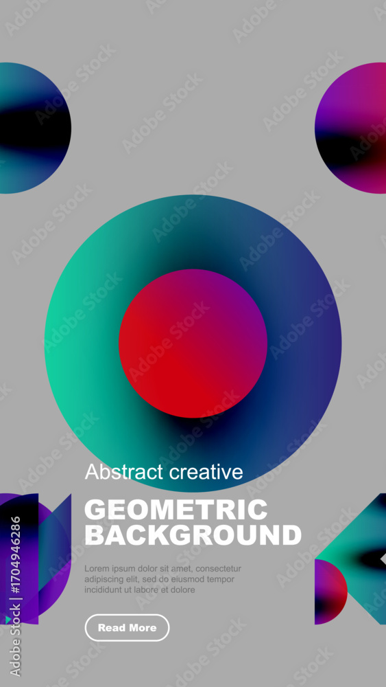 Poster abstract geometric design features colorful overlapping circles. modern composition with gradient hu