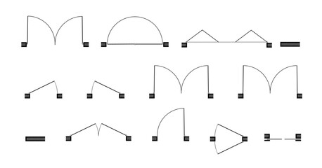 Doors for floor plan top view. Architectural icons for interior project. Construction graphic design element. Vector © YURII
