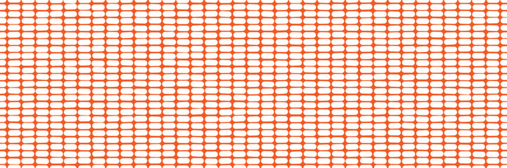 Construction site orange fence isolated on a white bg forming a seamless patern. Protection for urban work zones. Vector graphic illustration.