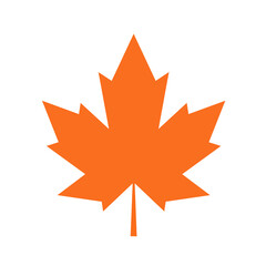 Obraz premium Simple orange maple leaf icon illustration.