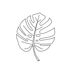 Simple line drawing of a monstera leaf, showcasing its distinctive pattern.