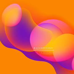 Abstract fluid shapes blend vibrant orange, pink, purple hues. Modern design evokes energy, movement, visual interest. Background text reads background design.