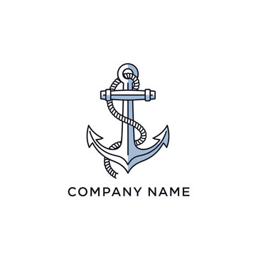 Anchor with Rope Nautical Logo Design for Maritime Business.