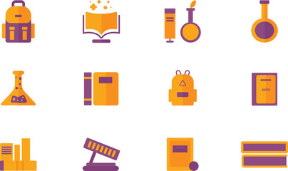 School and Education Supplies Vector Icon Set