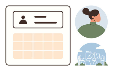 User profile card with avatar, data field grid, circular portrait with neutral background, and modern mall rendering. Ideal for profile management, e-commerce, database, identity, user experience